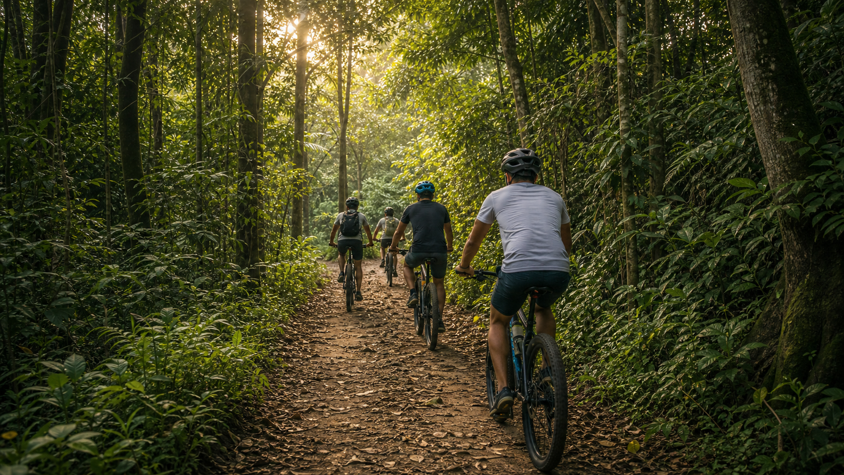 Bicycles on a forest trail at Udawatta Kele